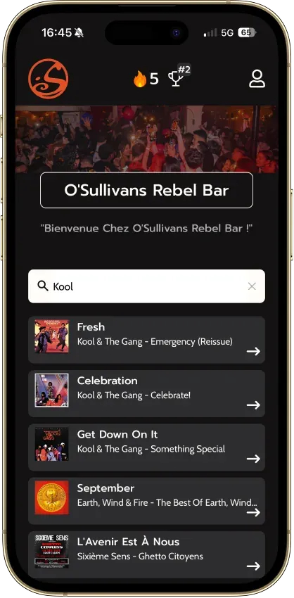 Écran de ZIKER au O'Sullivans Rebel Bar : recherche d'un titre à proposer